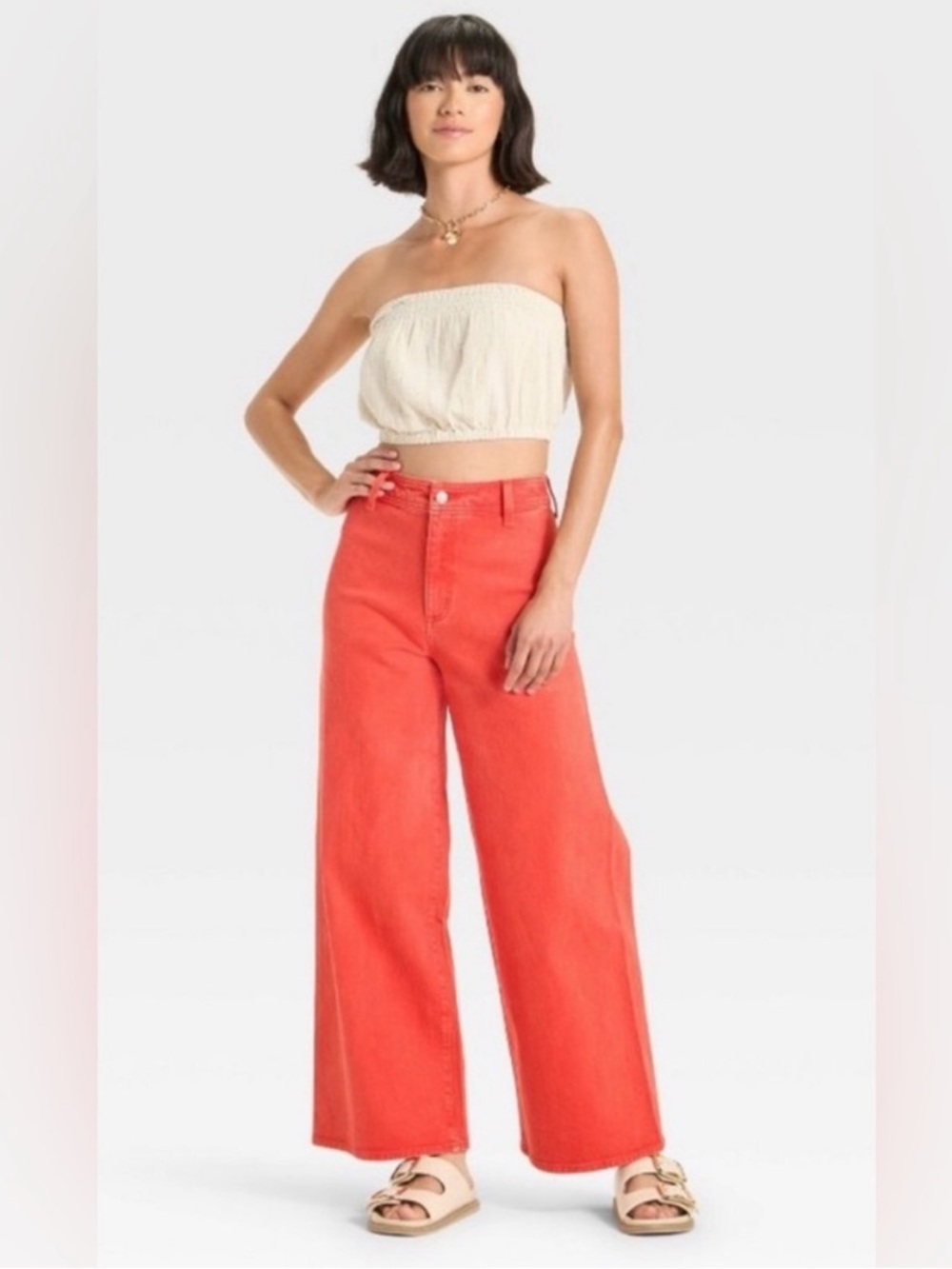 Universal Thread Coral-Red Wide Leg Jeans